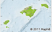 Physical Map of Islas Baleares, lighten