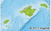 Physical Map of Islas Baleares, shaded relief outside