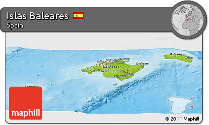 Physical Panoramic Map of Islas Baleares