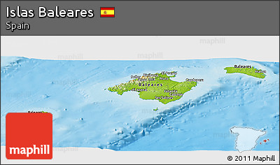 Physical Panoramic Map of Islas Baleares