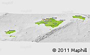 Physical Panoramic Map of Islas Baleares, lighten, desaturated