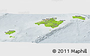 Physical Panoramic Map of Islas Baleares, lighten, semi-desaturated