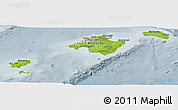 Physical Panoramic Map of Islas Baleares, semi-desaturated