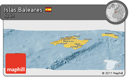 Savanna Style Panoramic Map of Islas Baleares