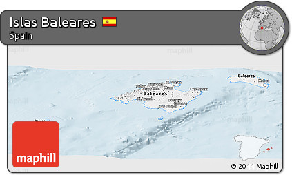 Silver Style Panoramic Map of Islas Baleares