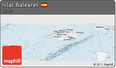 Silver Style Panoramic Map of Islas Baleares