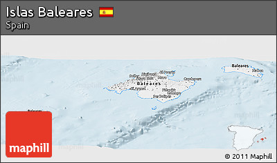 Silver Style Panoramic Map of Islas Baleares