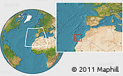 Satellite Location Map of Las Palmas, within the entire country