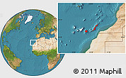Satellite Location Map of Las Palmas, highlighted parent region