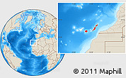 Shaded Relief Location Map of Las Palmas, highlighted parent region