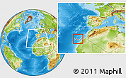 Physical Location Map of Islas Canarias, within the entire country