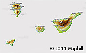 Physical 3D Map of Santa Cruz de Tenerife, cropped outside