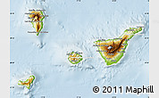 Physical Map of Santa Cruz de Tenerife, lighten