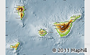 Physical Map of Santa Cruz de Tenerife, semi-desaturated