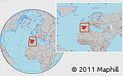 Gray Location Map of Spain, within the entire continent