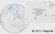 Gray Location Map of Spain, lighten, desaturated