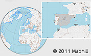 Gray Location Map of Spain, lighten, land only