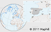 Gray Location Map of Spain, lighten