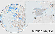 Gray Location Map of Spain, lighten, semi-desaturated