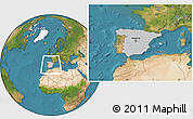 Gray Location Map of Spain, satellite outside