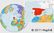 Political Location Map of Spain, highlighted continent