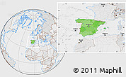 Political Location Map of Spain, lighten, desaturated