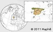 Satellite Location Map of Spain, blank outside