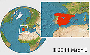 Satellite Location Map of Spain