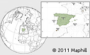 Savanna Style Location Map of Spain, blank outside, hill shading inside