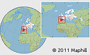 Savanna Style Location Map of Spain, highlighted continent, within the entire continent