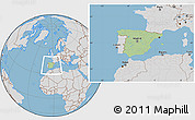 Savanna Style Location Map of Spain, lighten, desaturated, land only