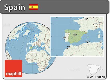 Savanna Style Location Map of Spain, lighten, land only