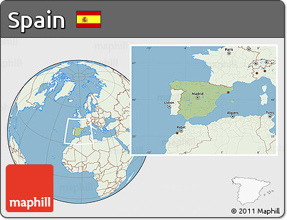 Savanna Style Location Map of Spain, lighten, land only