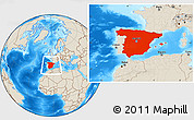 Shaded Relief Location Map of Spain