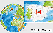 Physical Location Map of Madrid, highlighted country