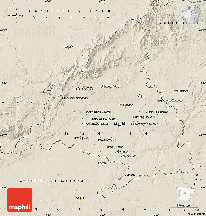 Pdf map Relief Spain