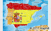 Flag Map of Spain, political shades outside