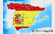 Flag Map of Spain, single color outside, bathymetry sea