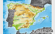 Physical Map of Spain, darken, desaturated, land only