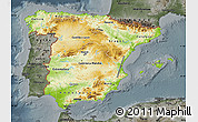 Physical Map of Spain, darken, semi-desaturated