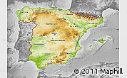 Physical Map of Spain, desaturated