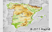 Physical Map of Spain, lighten, desaturated