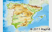 Physical Map of Spain, lighten, land only