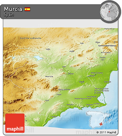 Physical 3D Map of Murcia