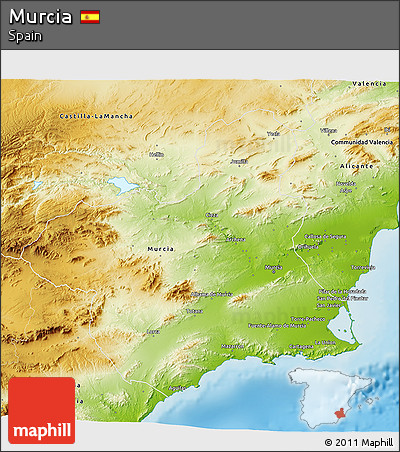 Physical 3D Map of Murcia
