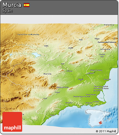 Physical 3D Map of Murcia