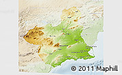 Physical 3D Map of Murcia, lighten