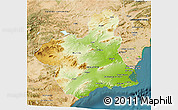 Physical 3D Map of Murcia, satellite outside