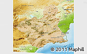 Satellite 3D Map of Murcia, physical outside