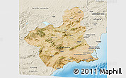 Satellite 3D Map of Murcia, shaded relief outside